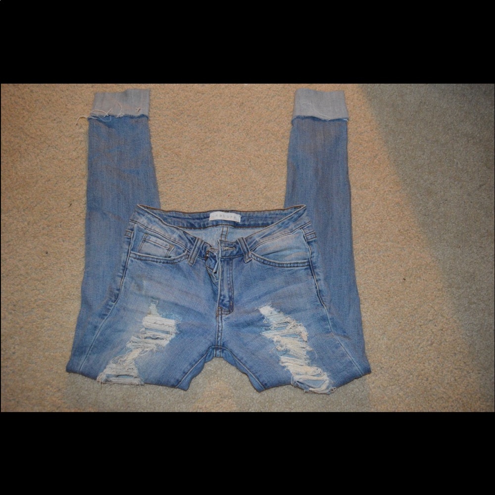Ripped jeans with cuffed ankles size 24